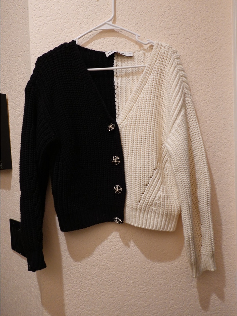 Self-Portrait Colorblock Two-Tone Knit Sweater (Size S)